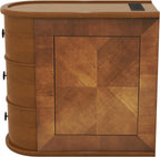 Narrow End Table with Charging Station, Wood Side Table with Drawers for Small Spaces, 3-Drawer Nightstand with Storage, Slim Bedside Cabinet for Living Room/Bedroom/Corner, Fully Assembled, Walnut