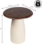 Eyely DNE5001B Athena 18" Modern Rustic Round Wood/Metal Accent Table, Side Table, End Table for Living Room, Bedroom, Walnut Wood/Warm Ivory
