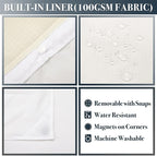 N&Y HOME Stall Waffle Weave Shower Curtain with Snap-in Fabric Liner & Hooks Set - 36" x 72" Small Shower Stall Size, Hotel Style & Mesh Top Window, Machine Washable - 36x72, Cream