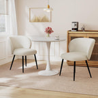 Chairs Set of 2, Upholstered Fabric Dining Room Chairs, Makeup Vanity Chair Modern Accent Chairs Farmhouse Kitchen Dining Chairs with Metal Legs for Home Kitchen, Living Room, Ivory