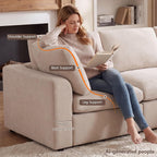 KIVENJAJA 130.3" Oversized Modular Sectional Cloud Sofa Couch, Beige