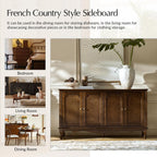 HULALA HOME Sideboard Buffet Cabinet with Storage, 58" Kitchen Farmhouse Wood Credenza Storage Cabinet with 4 Doors & 2 Shelves, Accent Console Table with Solid Wood Legs & Adjustable Shelves, Walnut