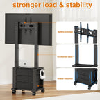 Rolling TV Stand with 3 Drawers for 23-60 Inch TVs with Storage | Hidden Storage, Height Adjustable Tilt Mount, Lockable Wheels, Dual Steel Frame, VESA Compatible for Bedroom & Living Room