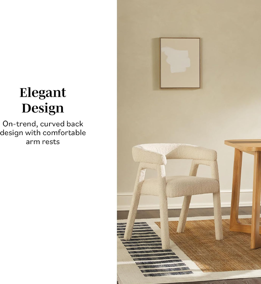 Walker Edison Ezra Modern Solid Wood Rounded Back Dining Chair - Natural (Set of 2)