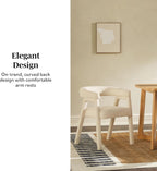 Walker Edison Ezra Modern Solid Wood Rounded Back Dining Chair - Natural (Set of 2)