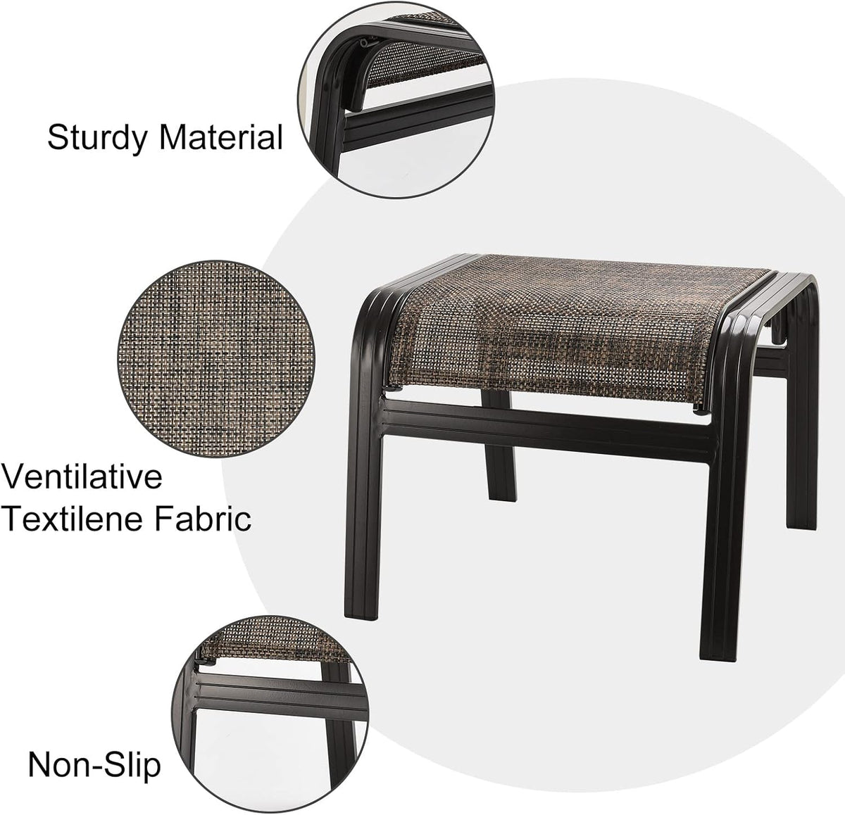 Outdoor Ottomans for Patio Footrest Metal Chairs Patio Footstools Furniture Outside Stools Small Seat Set of 2 Brown, 2 Pack-brown, 22''*20''*17''
