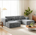 110" U Shaped Sectional Sofa with 2 Ottomans, Modular Corduroy Cloud Couch, Oversized Deep Seat Sofa for Living Room, Flexible Combination Design, No Assembly Required