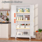 Winiowa Metal Pantry Cabinet with 2 Doors and Adjustable Shelves - 61" Kitchen Storage Cabinet with Gold Handles - Versatile Storage for Kitchen, Bathroom, Dining Room, Utility Room - White