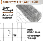 Tongmo 4 ft x 100 ft Galvanized Welded Wire Fence, 16GA Garden Chicken Wire Fence Roll, Mesh Size 2" x 4"Hardware Cloth, Ideal for Yard Protection and Poultry Netting
