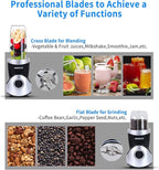 Personal Blender for Shakes and Smoothies,Professional Kitchenblender with Blending & Grinding Blades, Portable Coffee Grinder with 24/10 OZ Travel Bottles, Adjustable Speeds Juice Blender