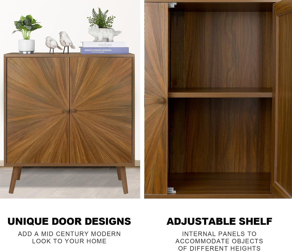 ZYBT Modern Sideboard Buffet Cabinet with Crafted Door, Mid Century Accent Storage Console Table, Farmhouse Cupboard Wood Bar Cabinet for Living Room Kitchen Office Dining Room Entryway
