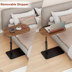 Solid Wood C Shaped Side Table for Sofa/Bed, Adjustable Height C Shaped End Table Metal Base, 360°Swivel/Flip Top Couch Tables That Slide Under, Small Spaces Laptop Stand Coffee Table (Wood)