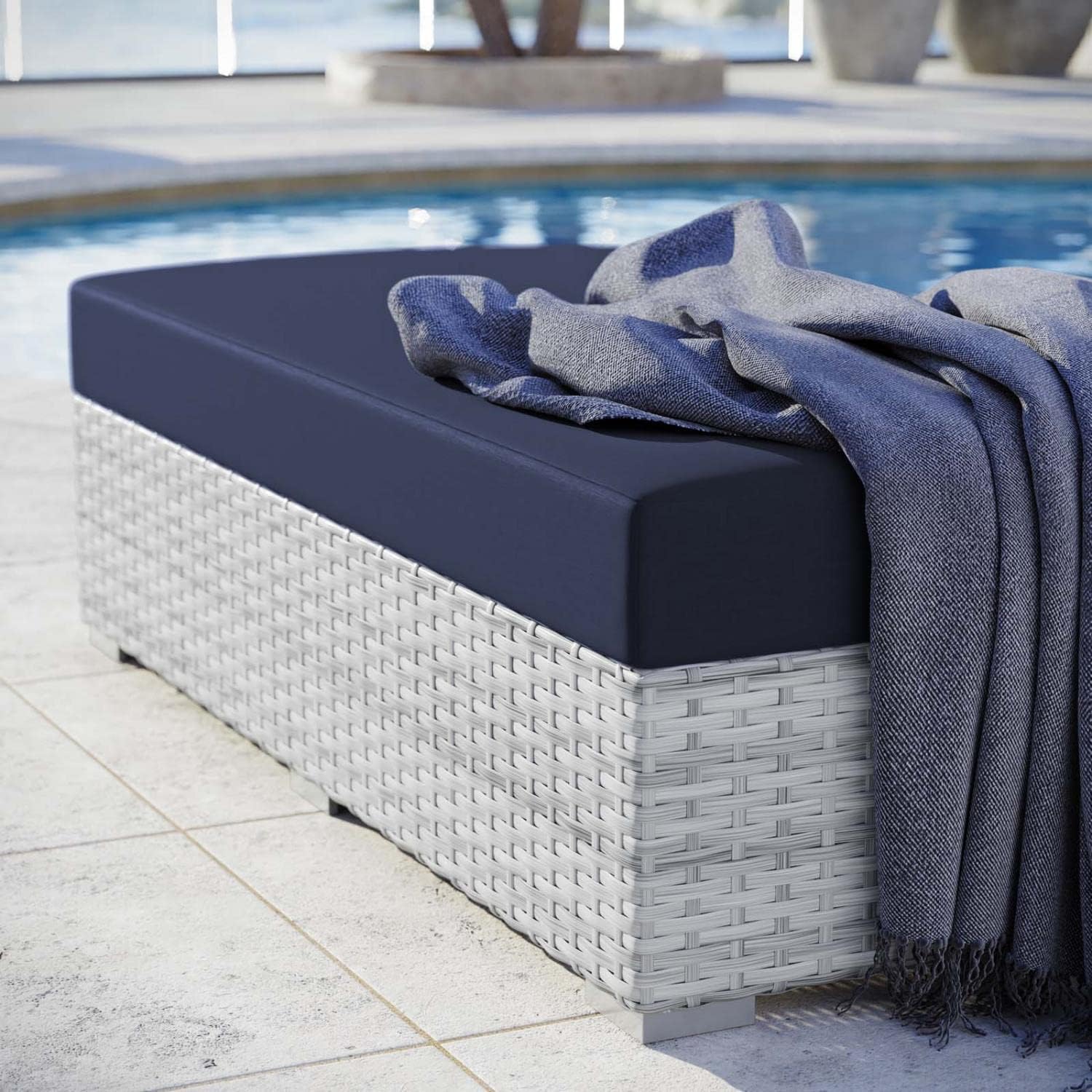 Modway EEI-4308-LGR-NAV Ottoman, Light Gray Navy