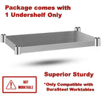 DuraSteel Galvanized Under Shelf for Work Tables - Extra Adjustable Lower Shelf for 24" x 48" Stainless Steel and Wooden Worktables - Fits for use in Restaurant, Warehouse, Home, Kitchen, Garage