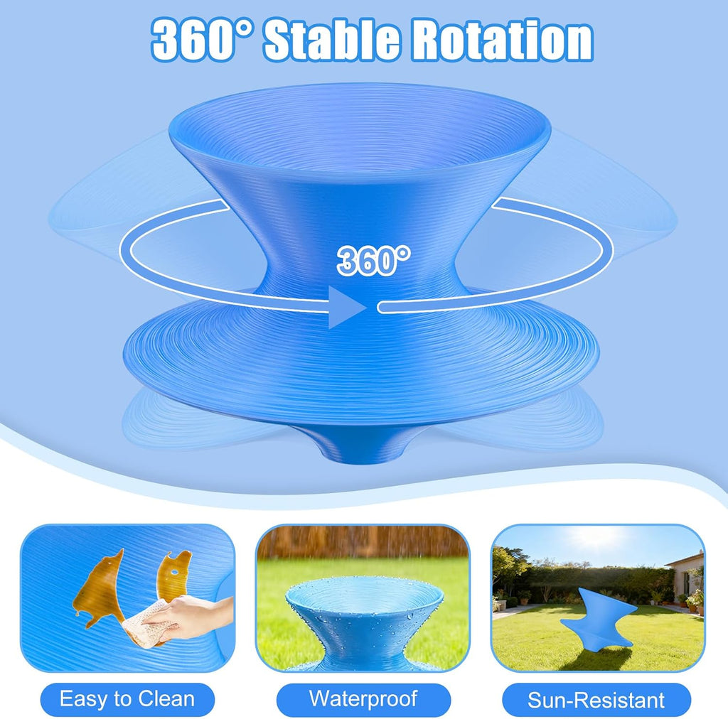 360° Rotating Gyro Chair, 24" One-Piece PE Spun Chair with Non-Slip Textured Surface, Spinning Top Chairs for Home, Backyard, Recreation Room & Commercial (Blue, Small)