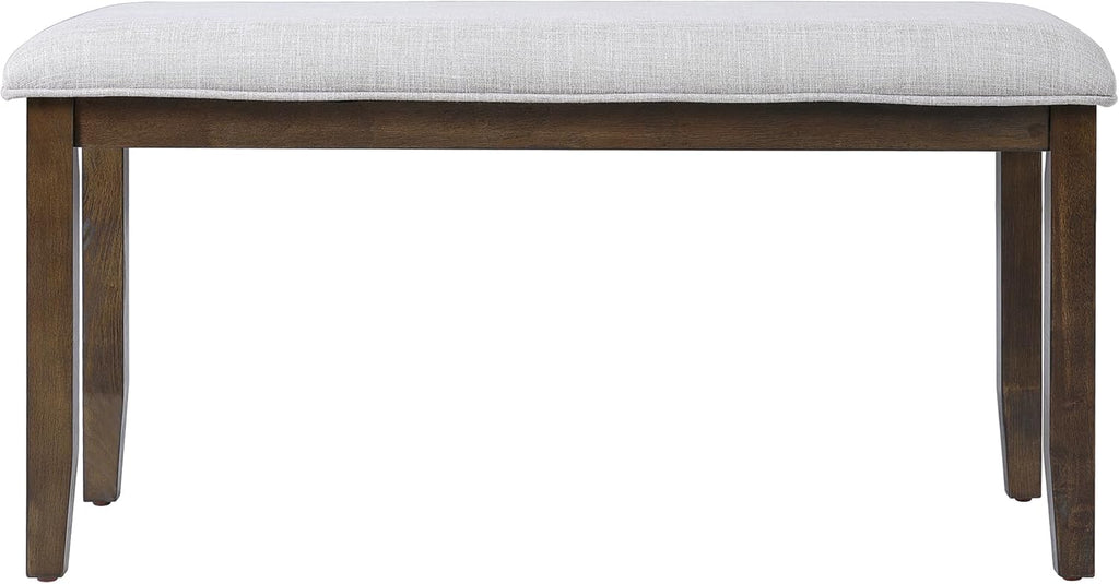 38-inch Small Upholstered Dining Bench, Vintage Wooden Bench Indoor, Entry Way Bench with Cushion, Farmhouse Rectangular Ottoman for Kitchen Bedroom End of Bed and Hallway (Beige+Brown)
