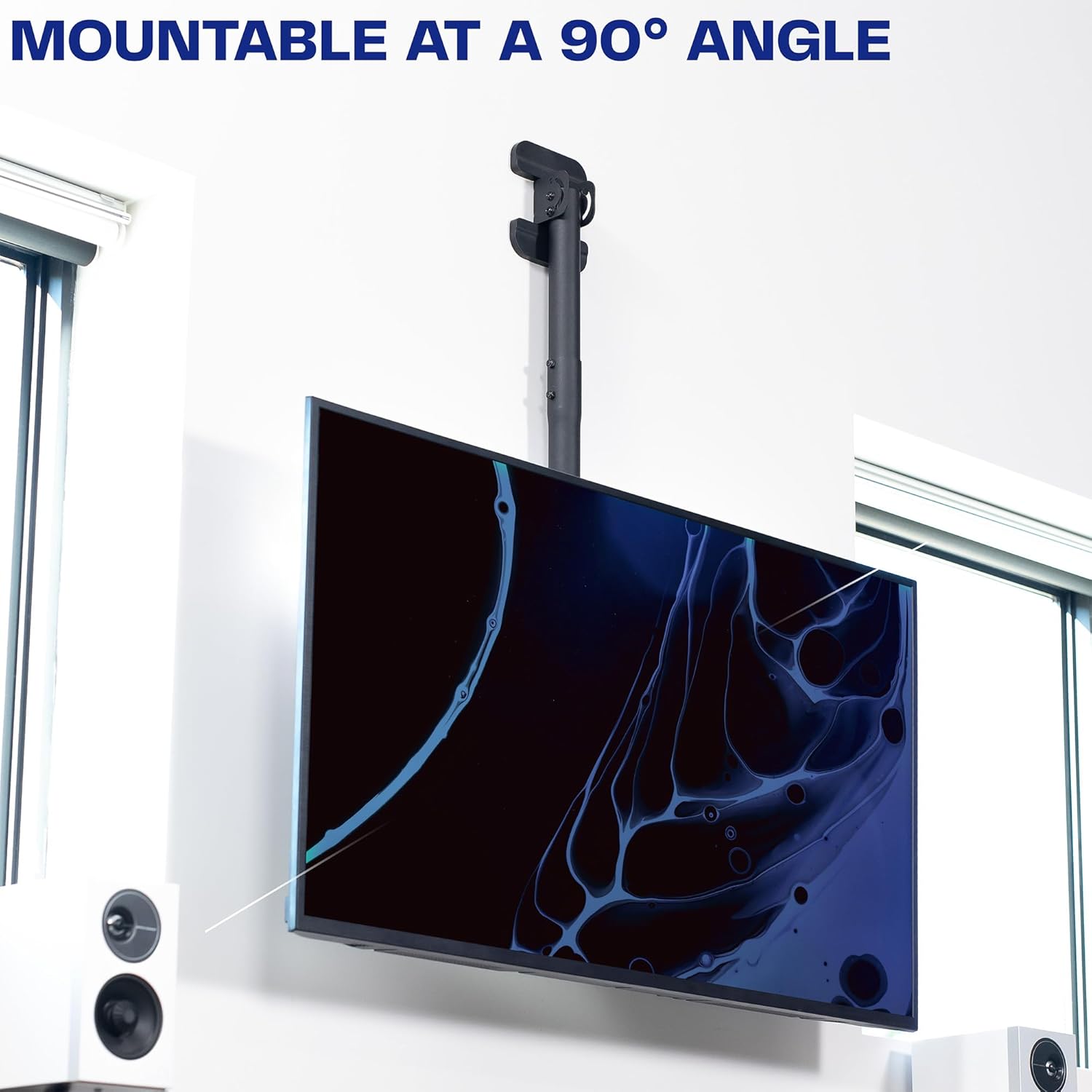 VIVO Black TV Ceiling Mount for 43 to 86 inch Screens, MOUNT-VC86-3 | Full Swivel, Telescoping Height Adjustment, 3ft Extension Pole, Fits Pitched/Vaulted Roof, Max VESA 600x400mm, Holds 132 lbs
