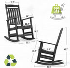 FUNBERRY Outdoor Rocking Chairs Set of 2, HDPE All Weather Poly Lumber Rocker, High Back Patio Rockers Easy Assembly