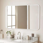 White Bathroom Mirror,24 x 36 Inch Rectangle Wall Mirror with Wood Frame,Vanity Modern Tempered Glass Mirror for Bedroom,Entryway,Living Room