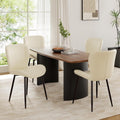 Upholstered Dining Chairs Set of 4 PU Leather Metal Legs Beige | Vertical channel tufting 19" seat height Ergonomic backrest Waterproof PU leather Sturdy metal frame