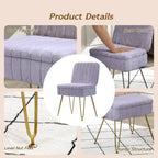 Vanity Chair with Storage | Comfy Ottoman with Folding Back