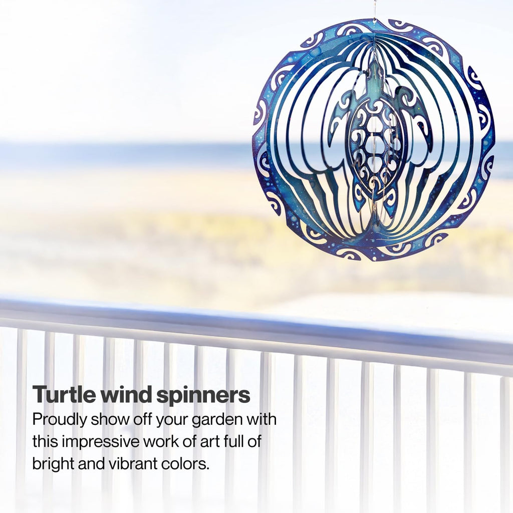 VP Home Tribal Turtle Kinetic Wind Spinners for Yard and Garden Wind Spinner Outdoor Metal Large Hanging Turtle Decor 3D Garden Art Wind Sculpture Spinners Kinetic Art Lawn Ornaments, 12x15 inches