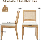 French Dining Chairs Set of 4,Farmhouse Upholstered Linen Chairs with Rattan Square Backrest,Solid Wood Legs,for Living Room,Kitchen,Restaurant,Beige