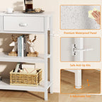 47" console table Set of 2 with 3 Drawers, Sofa Table for Behind Couch | Industrial Hallway Table with Open Wooden Shelves for Hallway, Entry Way, Living Room, Kitchen, Foyer, White