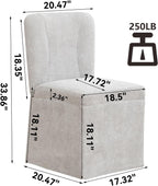 cinkehome Upholstered Dining Chairs Set of 4, Modern Kitchen Chairs with Padded Back, Armless Side Dining Room Chair with Metal Legs (Light Grey, Linen Fabric)