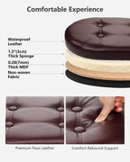 AmasSmile Storage Ottoman Bench, Foot Rest with Partitioned Storage in a Oval Design, Reinforced, End of Bed Storage Bench (Brown(Leather), 34"*13"*13"inch)