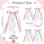 4 Pcs Pink Ribbon Boot Bows for Cowgirl Boots, Removable Lace Bow Clip Shoe Accessories for Women DIY Party Decor