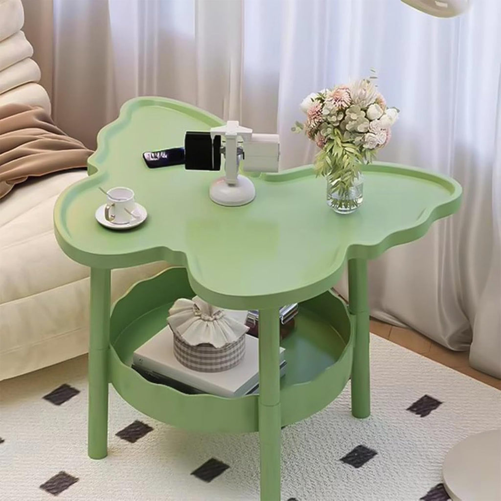 Bedroom Side Table,Curved End Table Small Night Stand with 2 Layer Storage Space for Bedroom,Living Room,Bed Side Tables Easy to Move and Install, Nightstands for Small Space, Butterflies Shaped