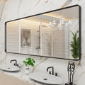 LOAAO 84x32 Inch Black Metal Framed Bathroom Mirror for Wall, Matte Black Bathroom Vanity Mirror Farmhouse, Large Rounded Rectangle Mirror, Anti-Rust, Tempered Glass, Hangs Horizontally or Vertically