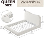RECCI AirFrame Queen Upholstered Bed Frame with Camelback Curved Headboard