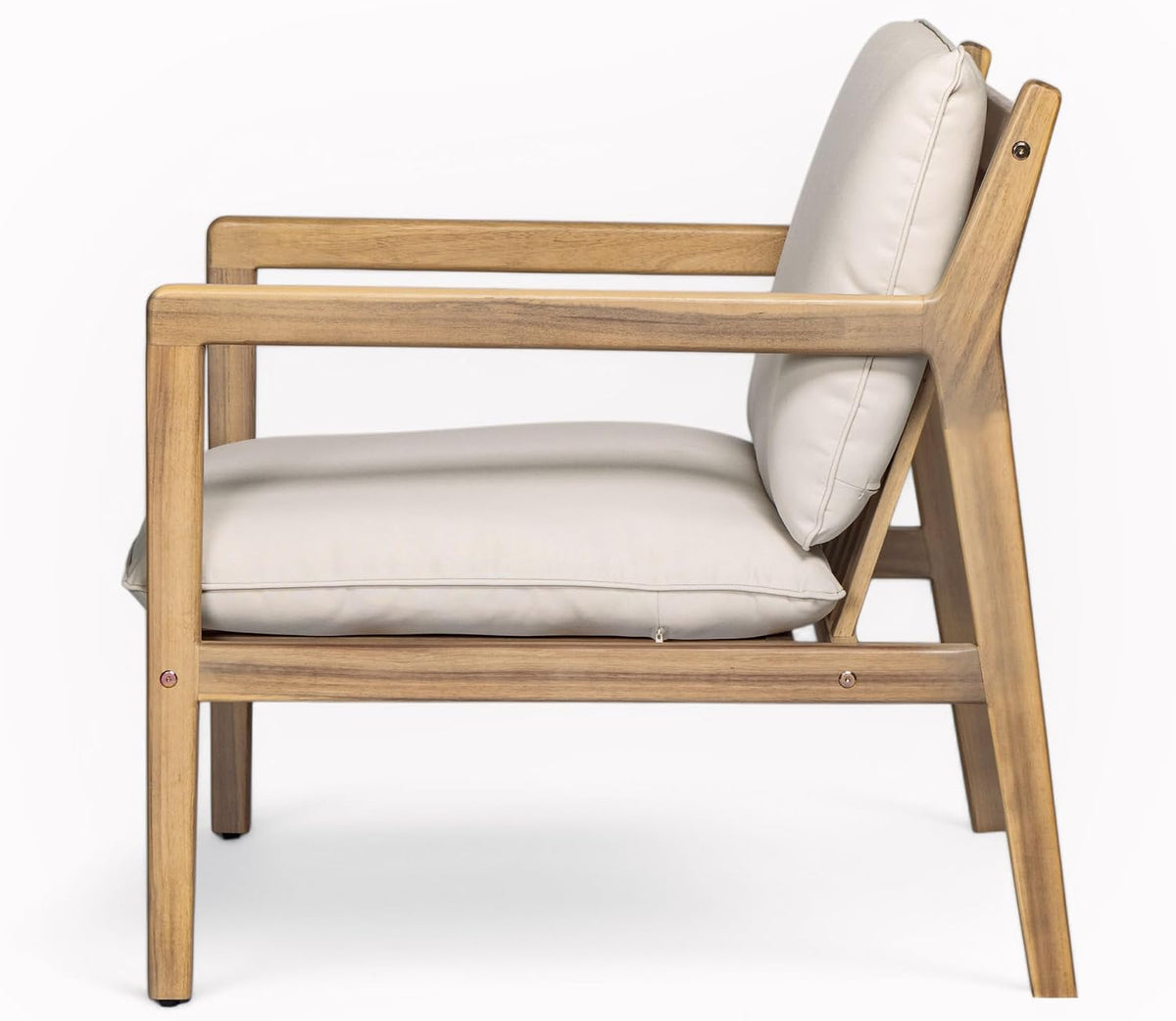 Elountik Acacia Wood Patio Club Chair Set of 2 with Cushions, Outdoor Armchairs for Patio Seating, Light Teak