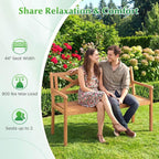 Acacia Wood 2-Person Porch Chair Armrests Backrest 44in Seat Width 800lb Capacity Poolside