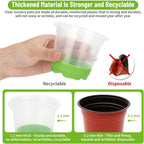 Caffox 57PCS Reusable Seed Starter Kit Includes 26 Packs 4" Clear Nursery Pots with Silicone Base, Repotting Mat, Gardening Gloves, Plant Labels and Seedling Tools for Easy Transplant