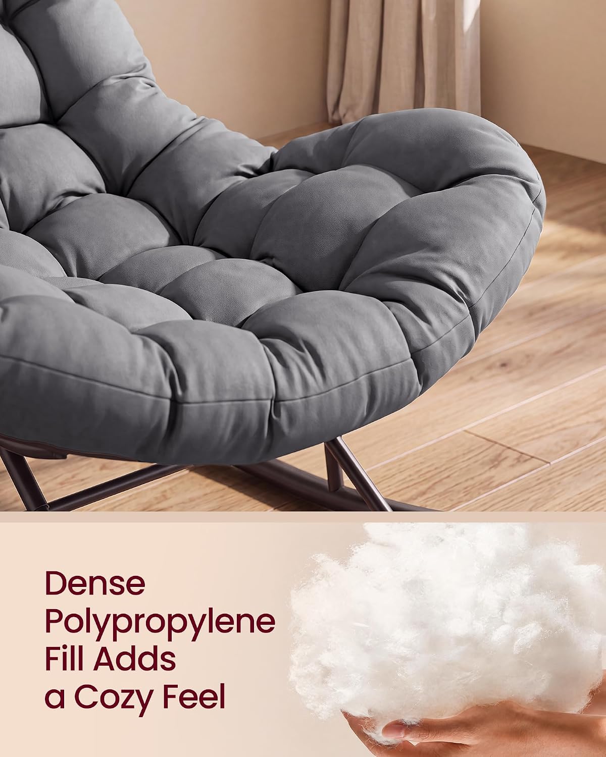 VASAGLE Outdoor Rocking Chair with Extendable Footrest, Removable Cushion