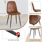 71" Glass Dining Table Set for 6, 7 Piece Dining Table Set,Tempered Glass Table Top with U-Shaped Legs and Fabric Dining Chairs,Ideal for Kitchens, Living Rooms (Brown Chair, 1 Table+6 Chairs)