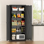 Greenvelly 63" H Black Farmhouse Metal Pantry Cabinet, Kitchen Pantry Storage Cabinets with 2 Doors and Adjustable Shelves, Kitchen Pantry Cabinets for Home, Garage and Bedroom