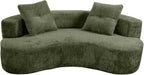KEIKI 80" Boucle Curved Modular Sofa with 2 Pillows, Upholstered Modern Style 3-Seater Couch with High Resilience Cushion, No Assembly Required, for Apartment, Living Room, Office, Green