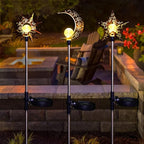Tryme Solar Lights Outdoor Garden Decorations Sun Moon Star Stake Light Decorative Waterproof Warm White LED Yard Decor for Pathway Lawn Patio Courtyard Backyard