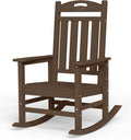 Outdoor Rocking Chair, HDPE Patio Rocking Chair, All Weather,Brown | Relax in Gentle Rock,Create Comfort Everywhere,Enjoy Your Me Time,Withstand Changing Seasons,Wood Look with Low Maintenance