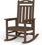 Outdoor Rocking Chair, HDPE Patio Rocking Chair, All Weather,Brown | Relax in Gentle Rock,Create Comfort Everywhere,Enjoy Your Me Time,Withstand Changing Seasons,Wood Look with Low Maintenance