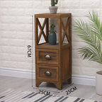 Vintage Bedside Table with Open Shelf and 2/3 Drawer Bedroom Nightstand Table Storage Cabinet Tall Hall Console Table Telephone End Table for Hallway Living Room