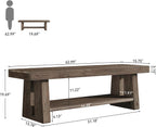 63'' Solid Wood Entryway Bench with Open Shelves, 2-Tier End of Bed Bench, Farmhouse Wooden Bench Indoor for Dining Room, Living Room, Hallway, Bedroom