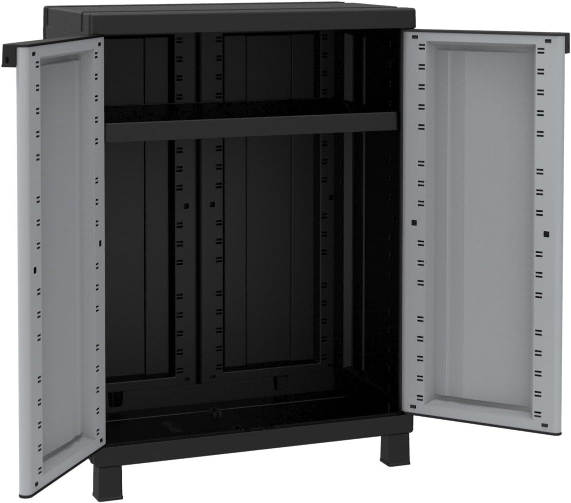 Terry 1002709 Wardrobe Low Plastic, Grey/Black