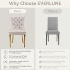 Beige Velvet Dining Chairs Set of 6, Fabric Upholstered Kitchen & Dining Room Chair, Tufted Mid Century Modern Dinning Room Chairs, High Back, Gold Metal Legs, Sillas de Comedor
