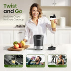 Personal Smoothie Blender - 1000W Single Serve Smoothie Maker with 24oz Portable Travel Cups, Ideal for Protein Shakes, Frozen Drinks, and Kitchen Use