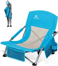 Abahub Beach Chair Low/High Back with Carry Bag Lightweight Comfortable Portable Outdoor Camping Chair Blue Low 1 Pack
